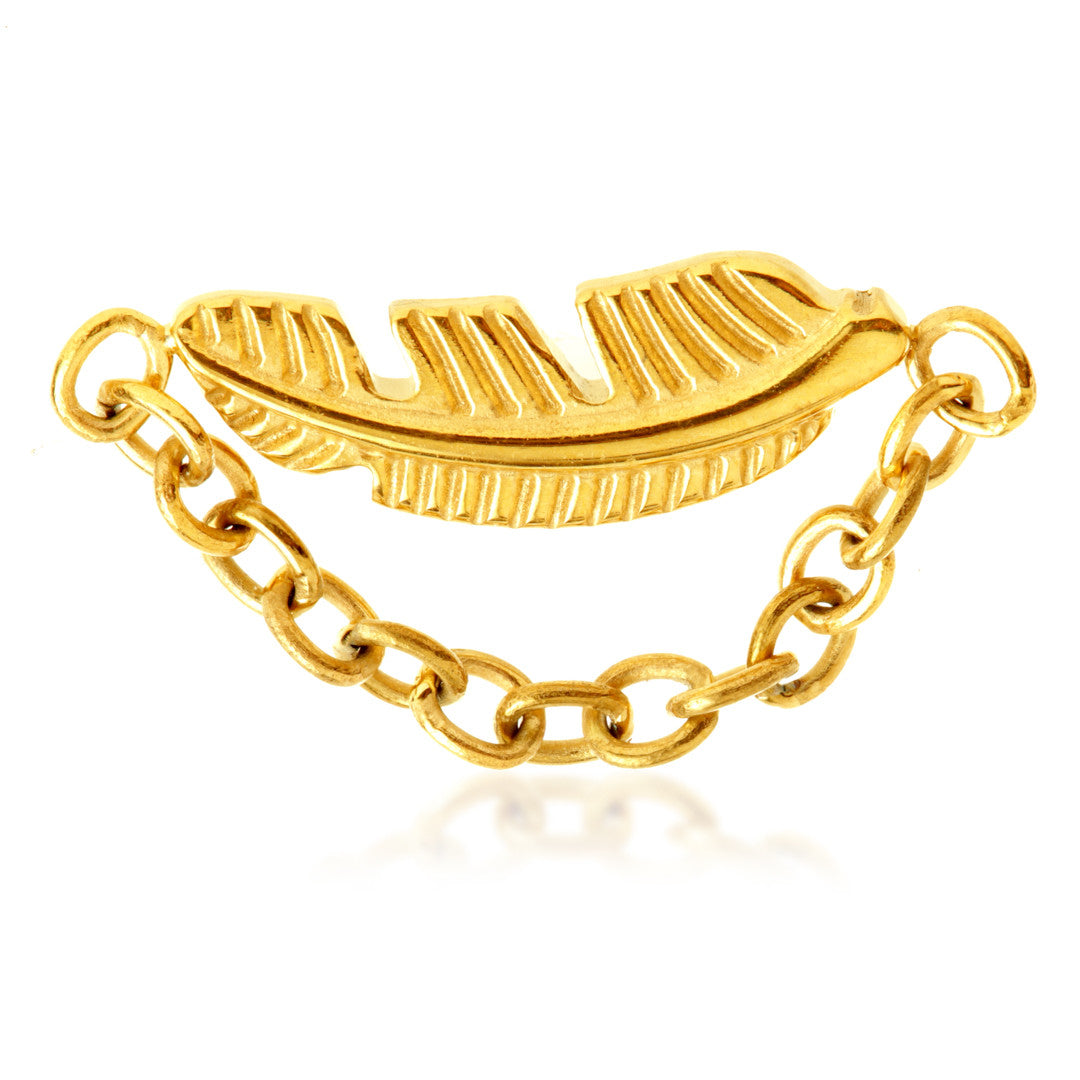 Zircon Gold Ti Internal Feather with Hanging Chain Attachment
