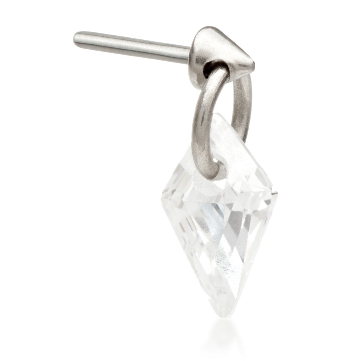 Ti Threadless Attachment with Kite Shape Gem Charm