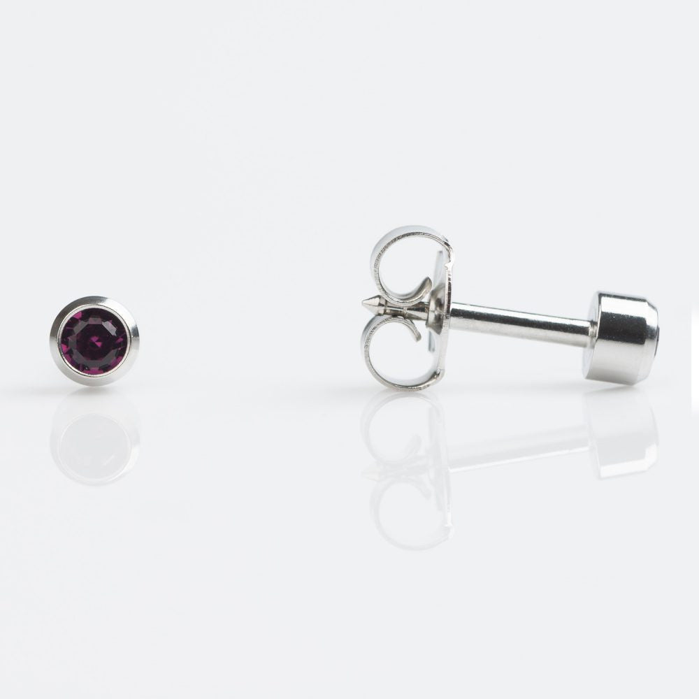 Studex Regular Stainless Amethyst (February) Bezel Studs - Pack of 12