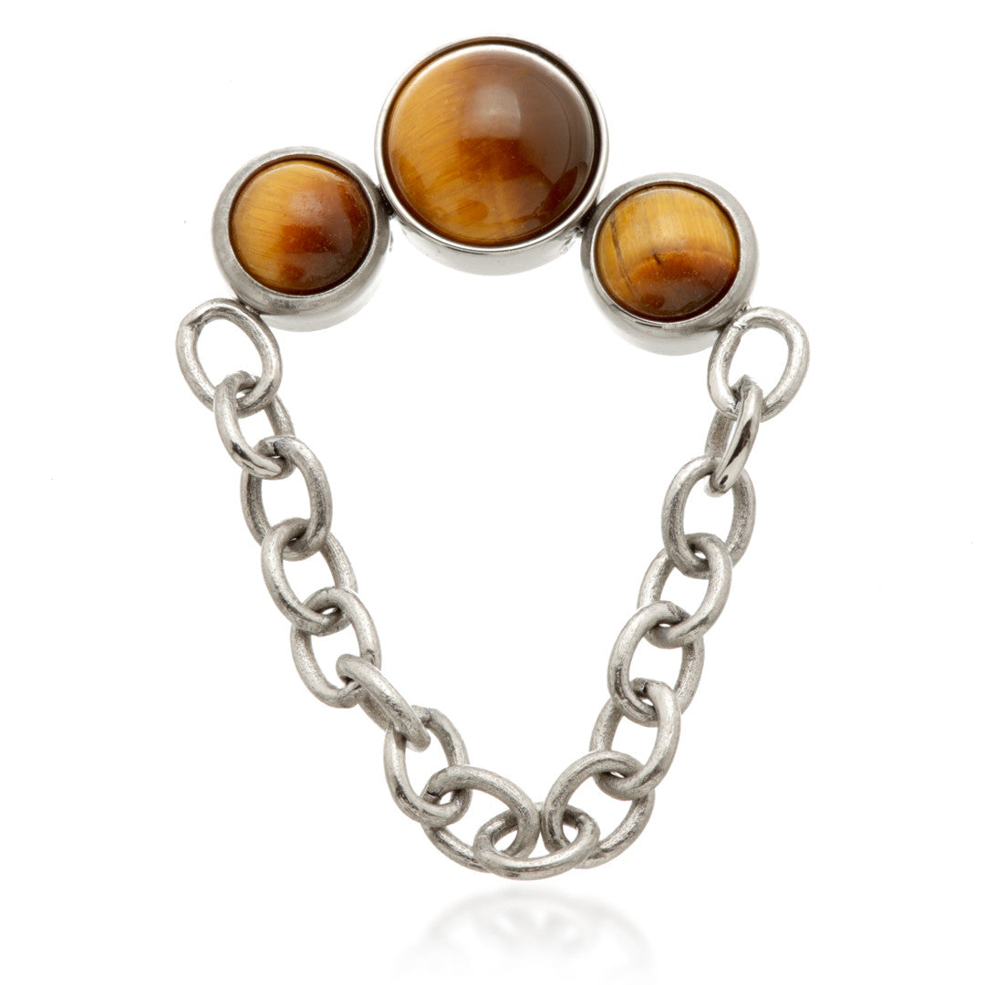 Ti Internal Triple Tiger Eye Stone Bezel with Hanging Chain Attachment