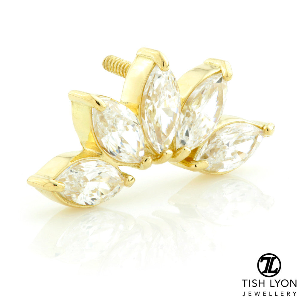 TL - 18ct Yellow Gold Marquise Crescent Internal Thread Attachment