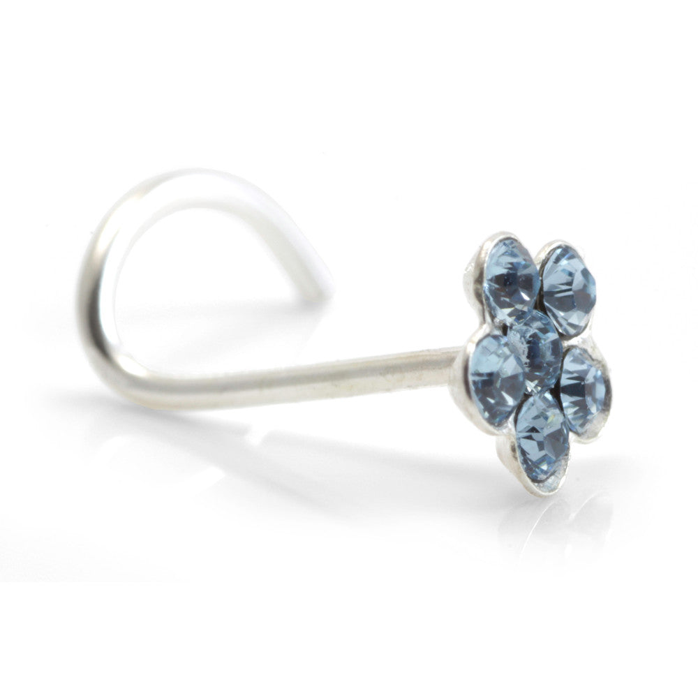 20x Silver Gem Flower Bent Back