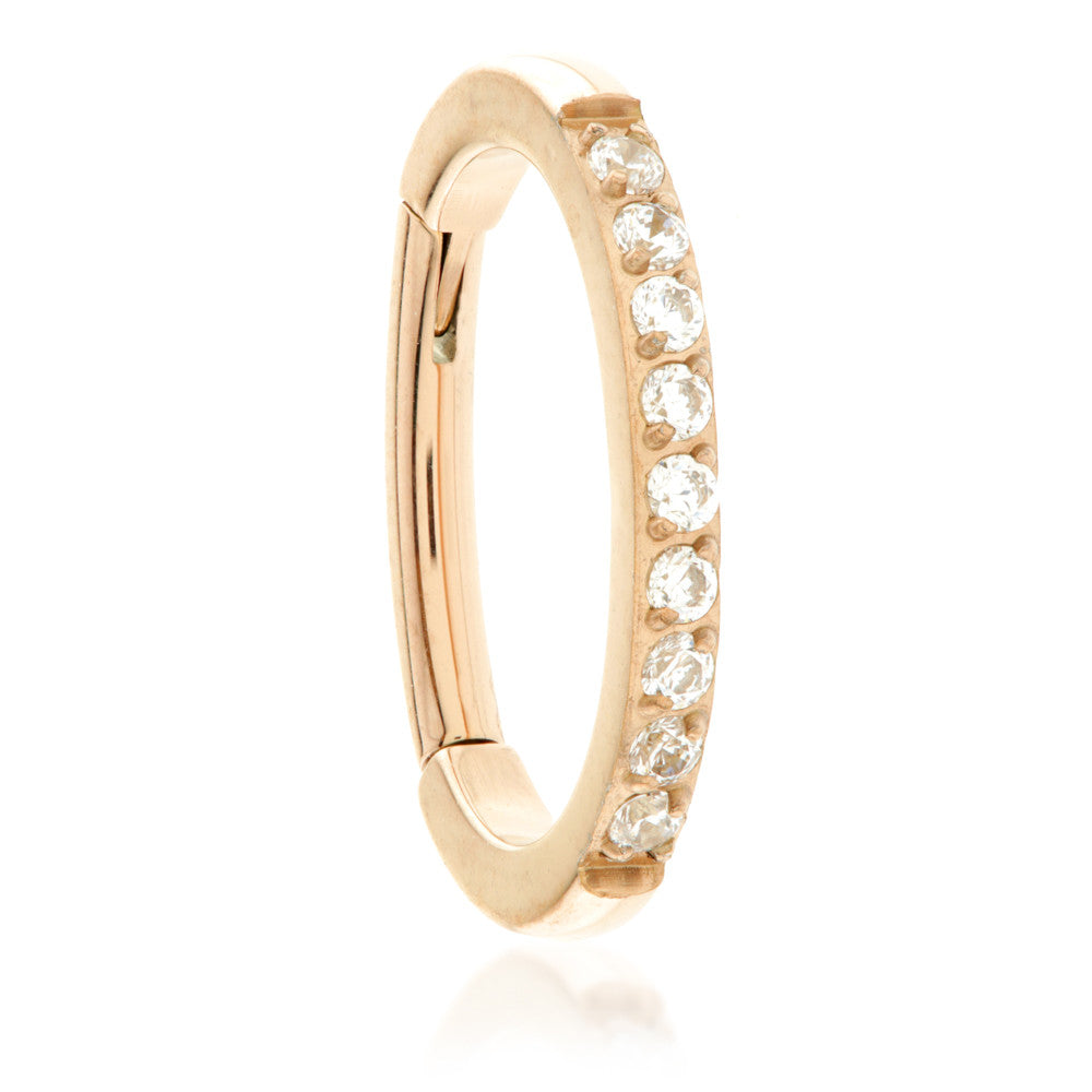 Rose Gold Ti Oval Side Gem Rook Hinged Ring