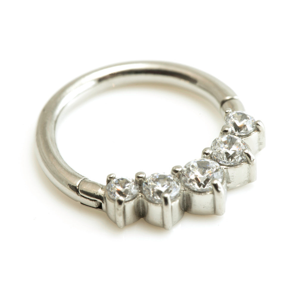 Steel 5 Gems Hinged Micro Ring