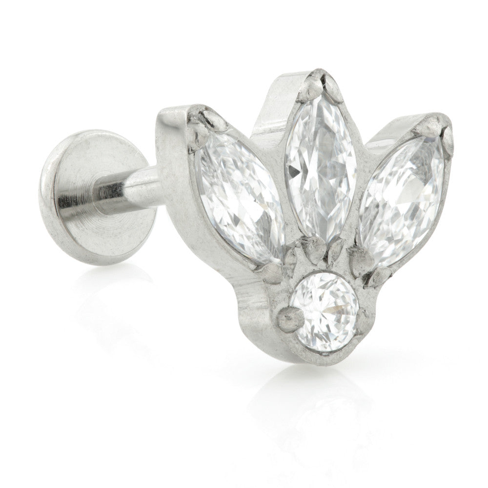 Ti Internal Micro Labret with Fleur De Lis Gem Attachment (1.2mm)