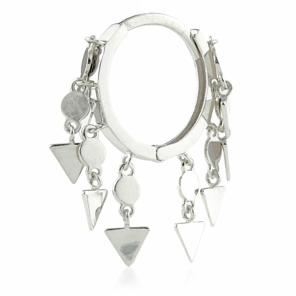TL - Silver Hanging Triangle Chains Hinge Ring