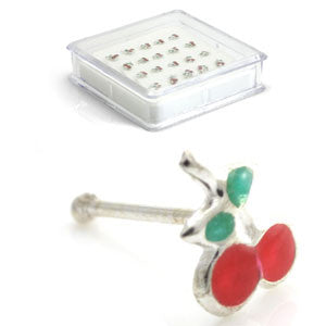 20x Silver Cherry Straight Ball Back - in Box
