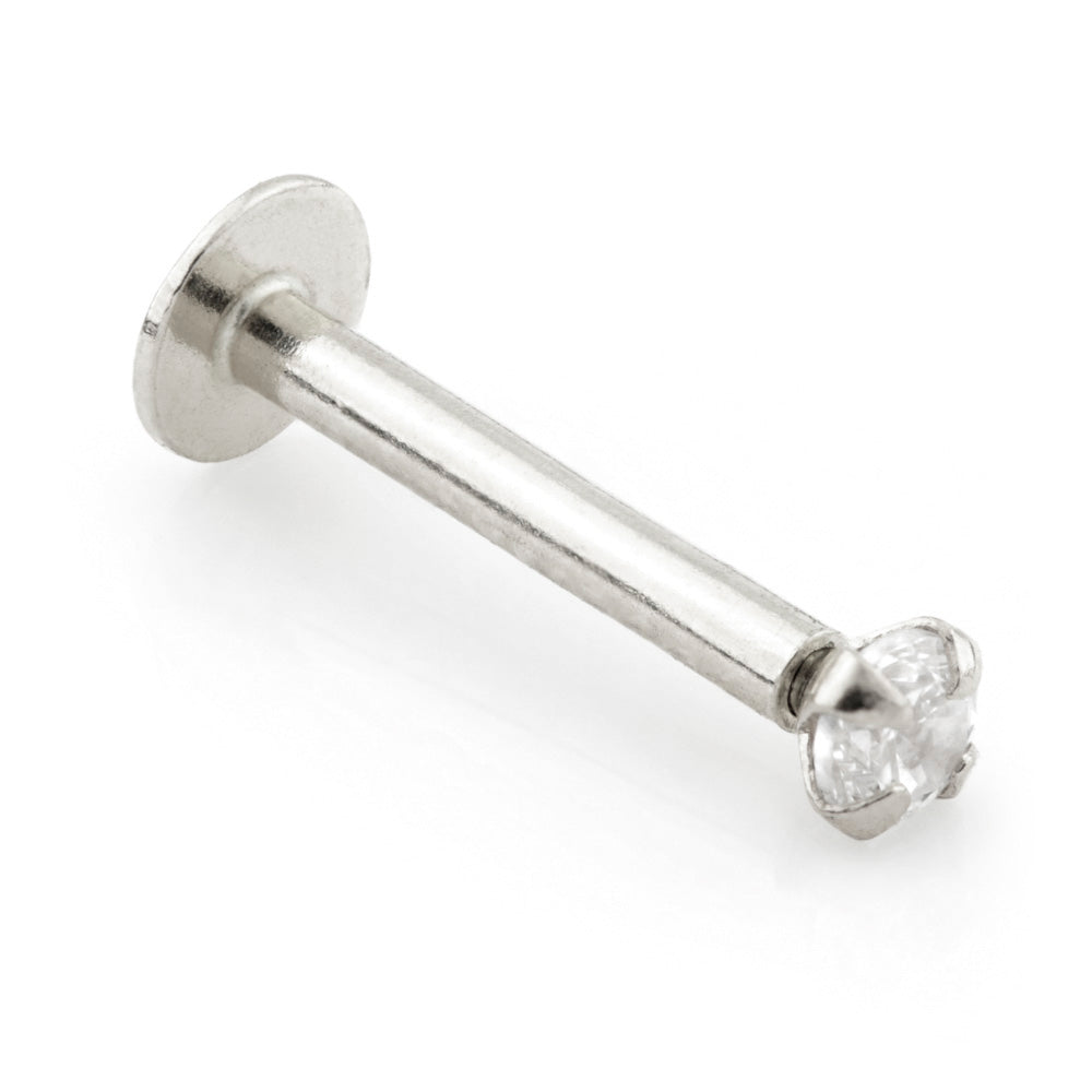 14ct Gold Micro Labret with Internal Screw Prong Set Diamond 1.2mm