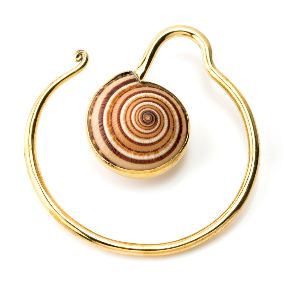 1x Brass Ear Weight Mandala with Shell