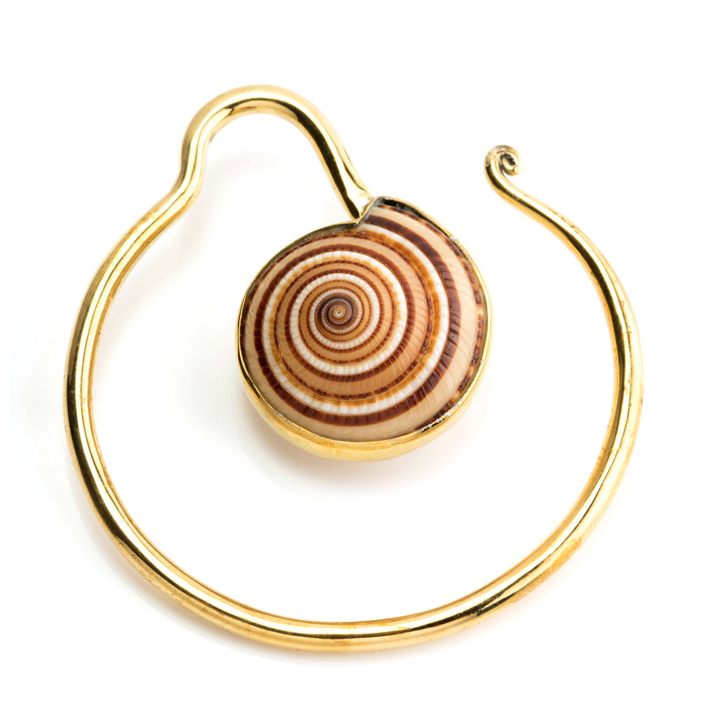 1x Brass Ear Weight Mandala with Shell
