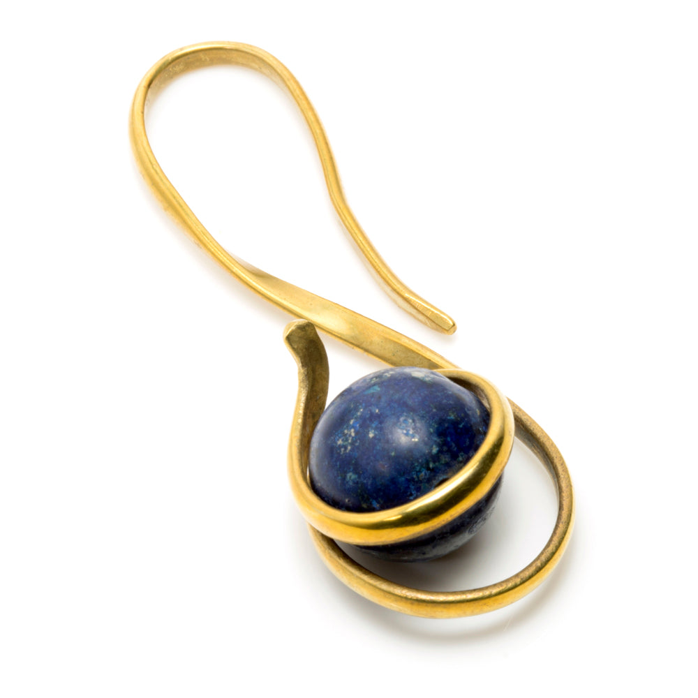 1x Lapis Lazuli Ball in Brass Swirl