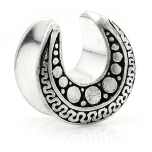 1x Silver Brass Round Patterned Saddle Plug