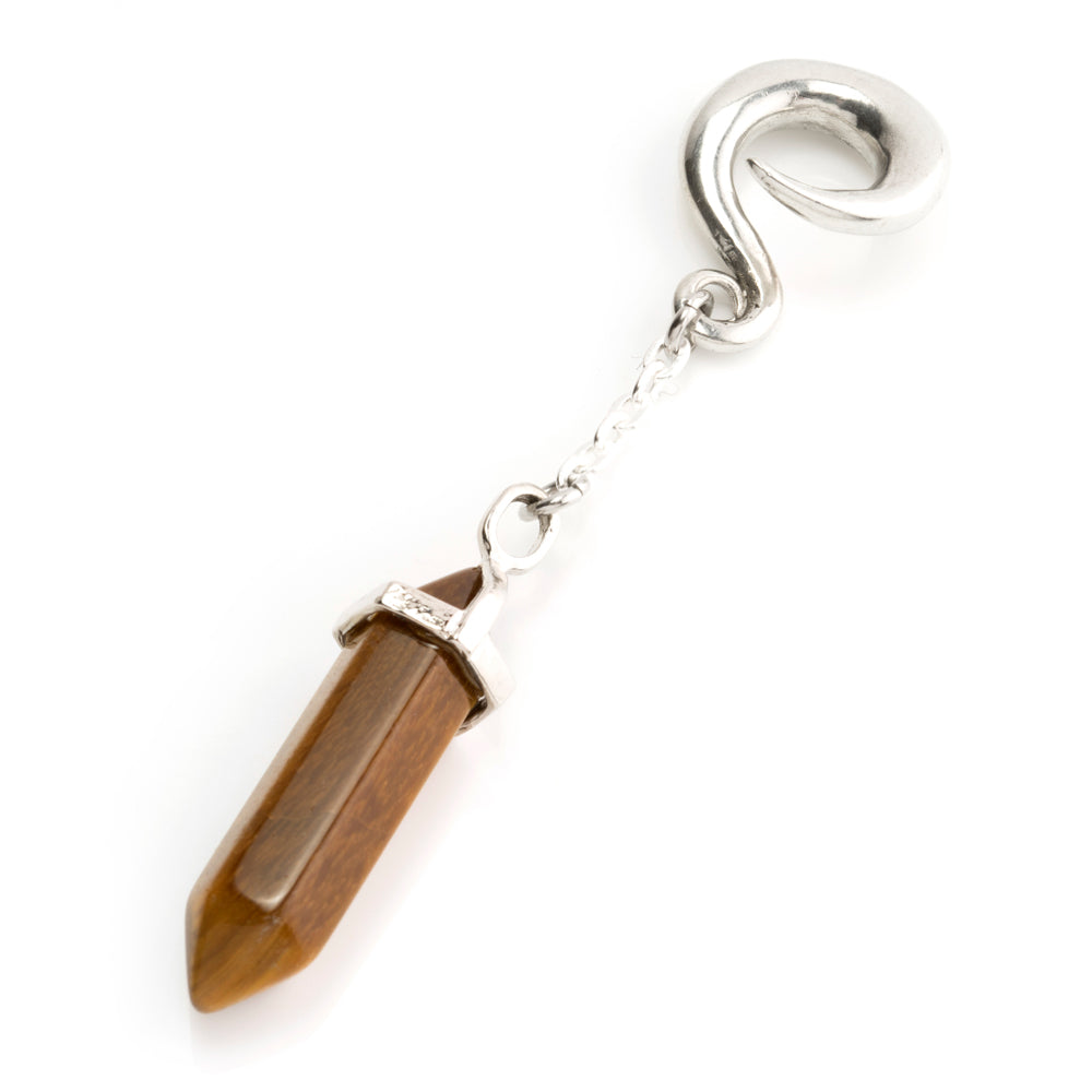 1x Tigers Eye Ear Weight with Spiral Top