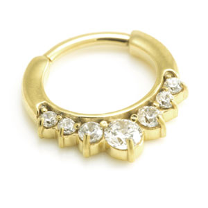 24K Yellow Gold PVD Large Jewelled Septum Ring - GDJSEP17-1.2-8-CR