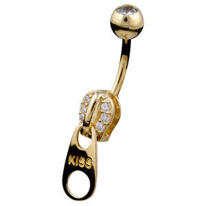 9ct Large Zip Belly Bar