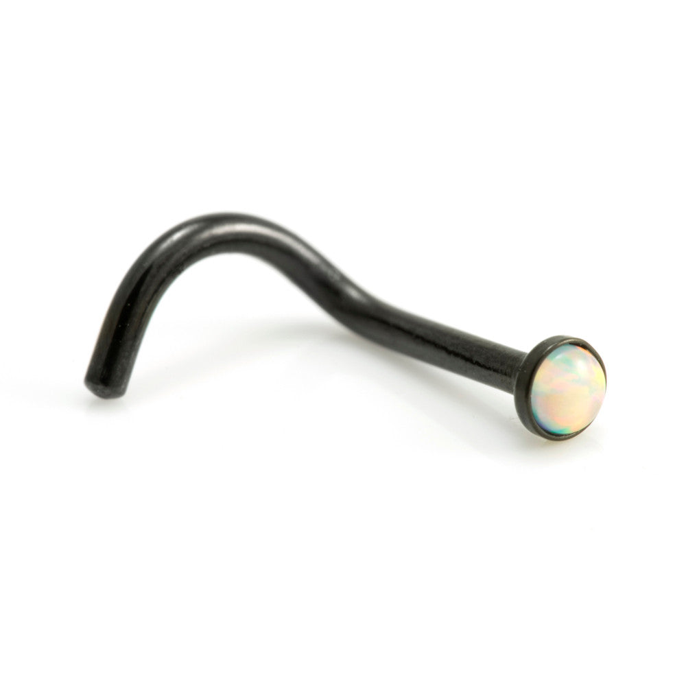 Black PVD Opal Round Nose Stud