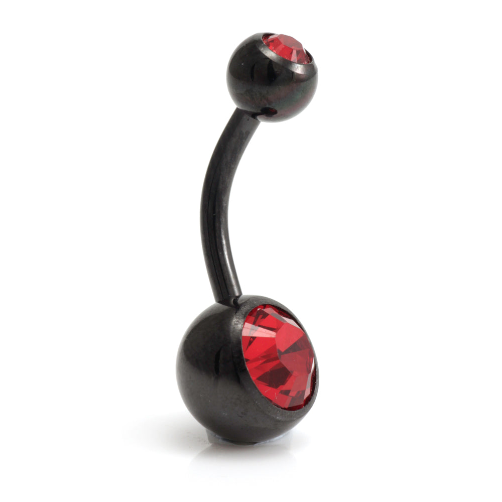 Black Steel Double Jewelled Navel Bar