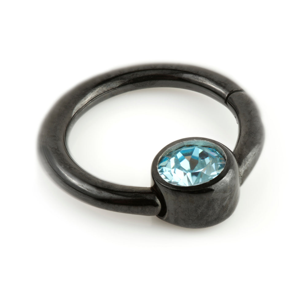 Black Steel Gem Hinge Segment Ring