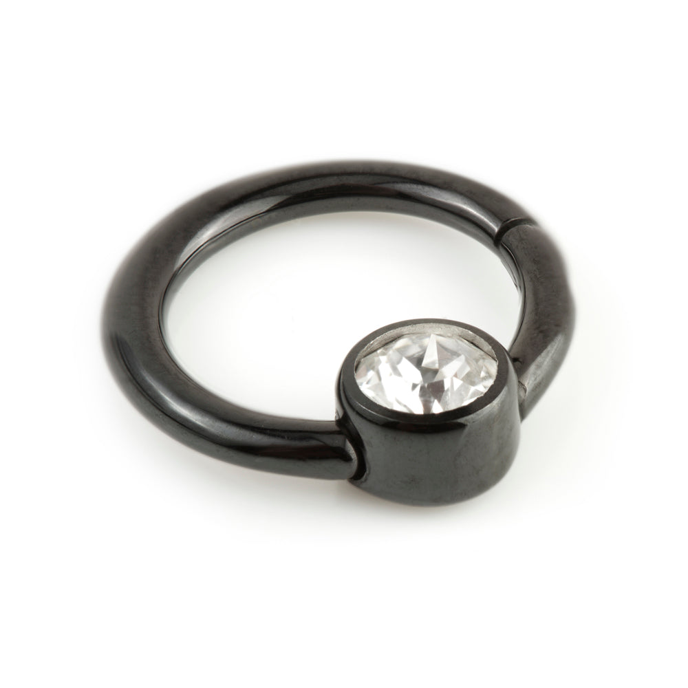 Black Steel Gem Hinge Segment Ring