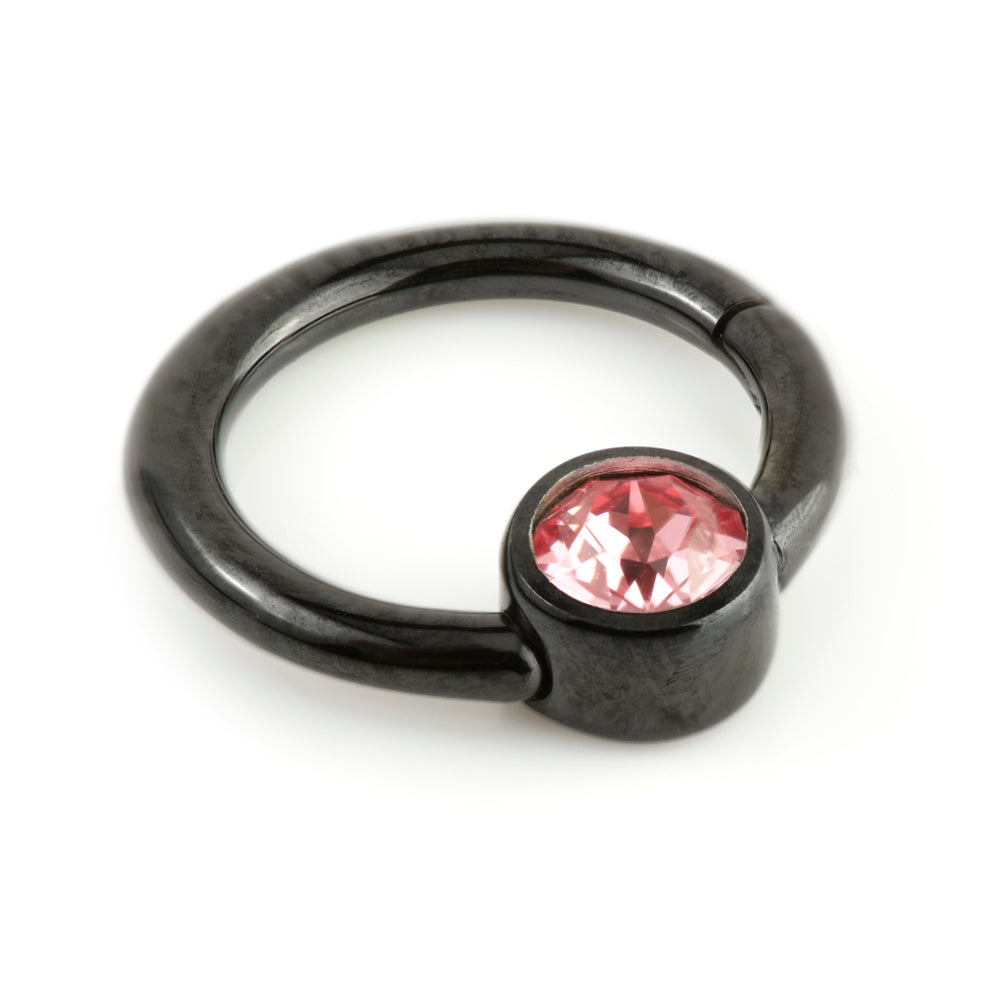 Black Steel Gem Hinge Segment Ring