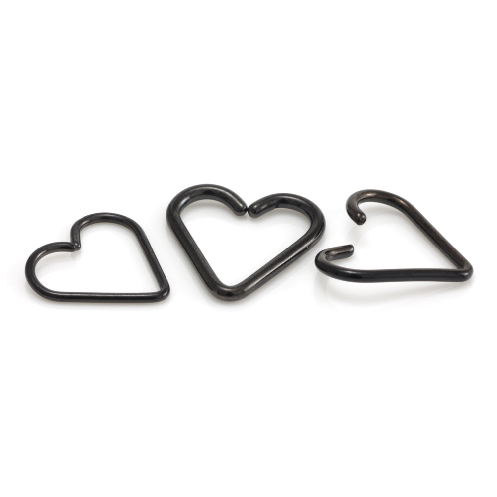 Black Steel Heart Rings - BKHRING4