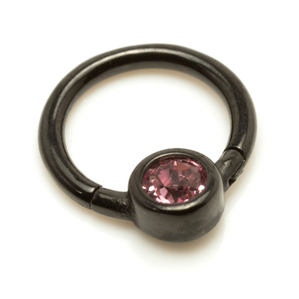 Black Steel Hinge Smiley Gem BCR Ring