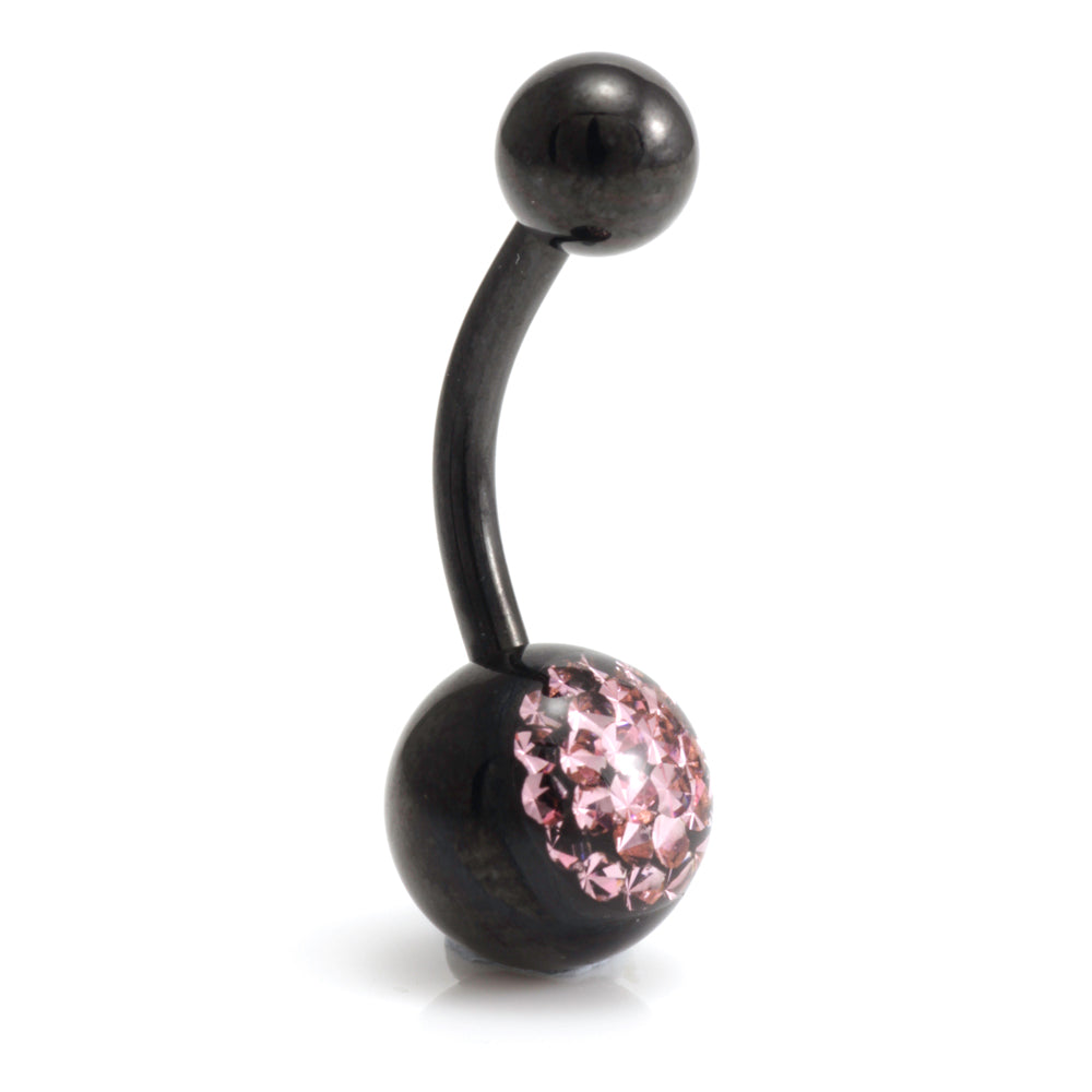 Black Steel Multi Gem Navel Bar