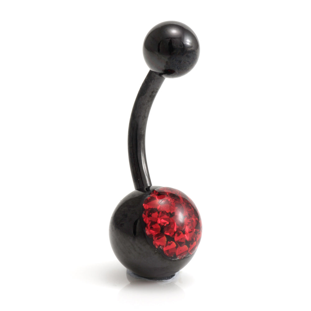 Black Steel Multi Gem Navel Bar