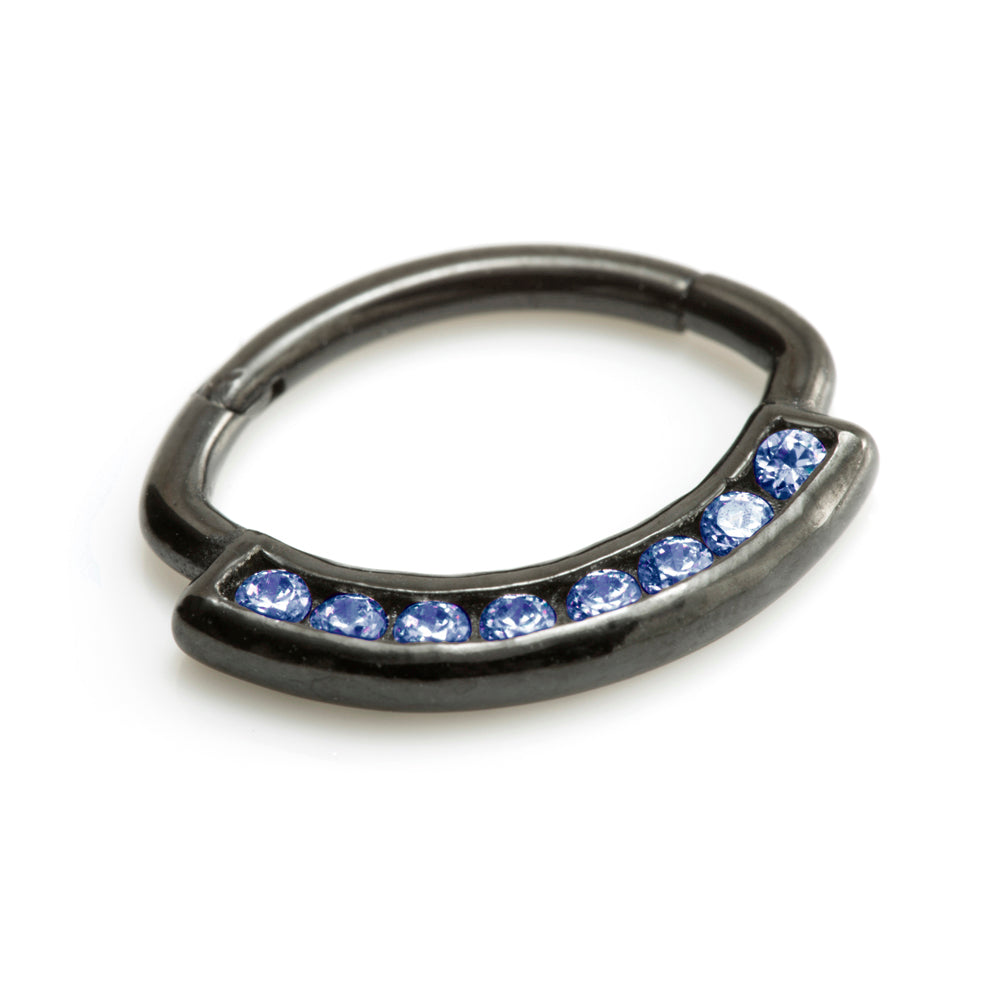 Black Steel Multi Jewelled Swarovski Daith Ring