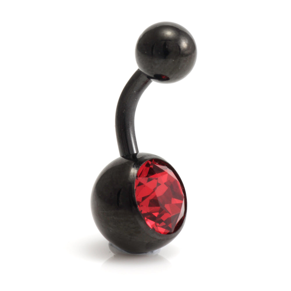 Black Steel Single Jewelled Navel Bar