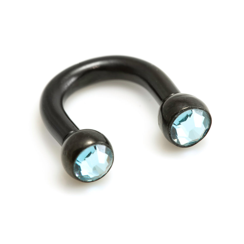 Black Steel U Shape Gem Ear Barbell