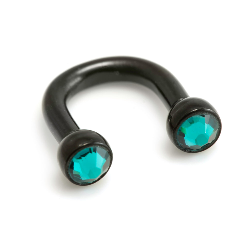 Black Steel U Shape Gem Ear Barbell
