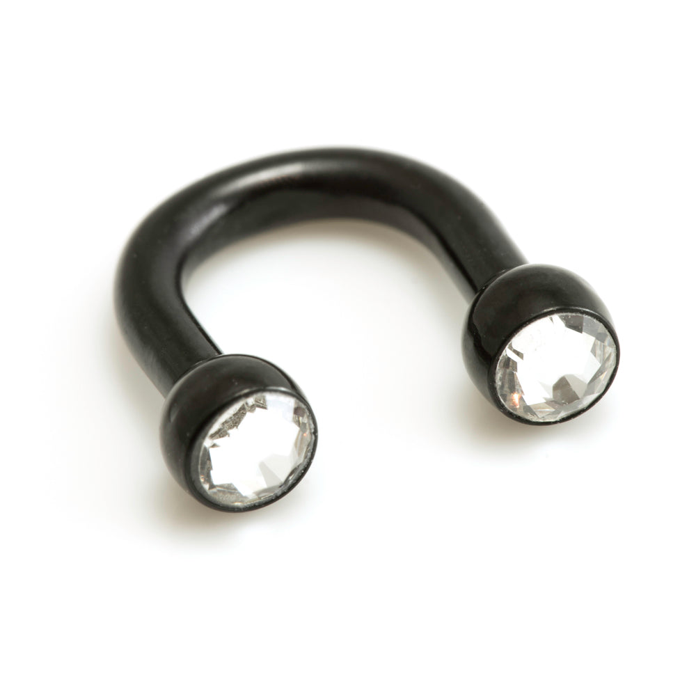 Black Steel U Shape Gem Ear Barbell