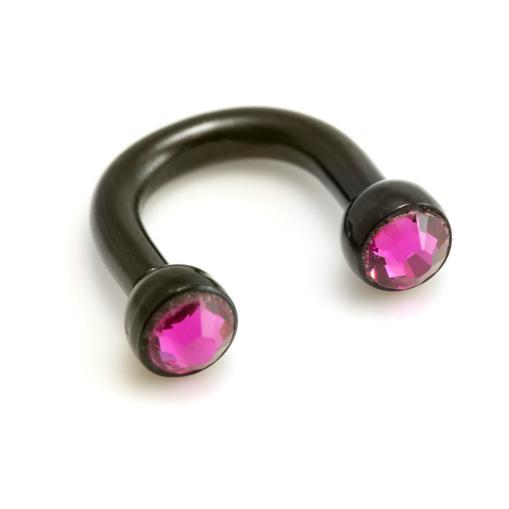 Black Steel U Shape Gem Ear Barbell