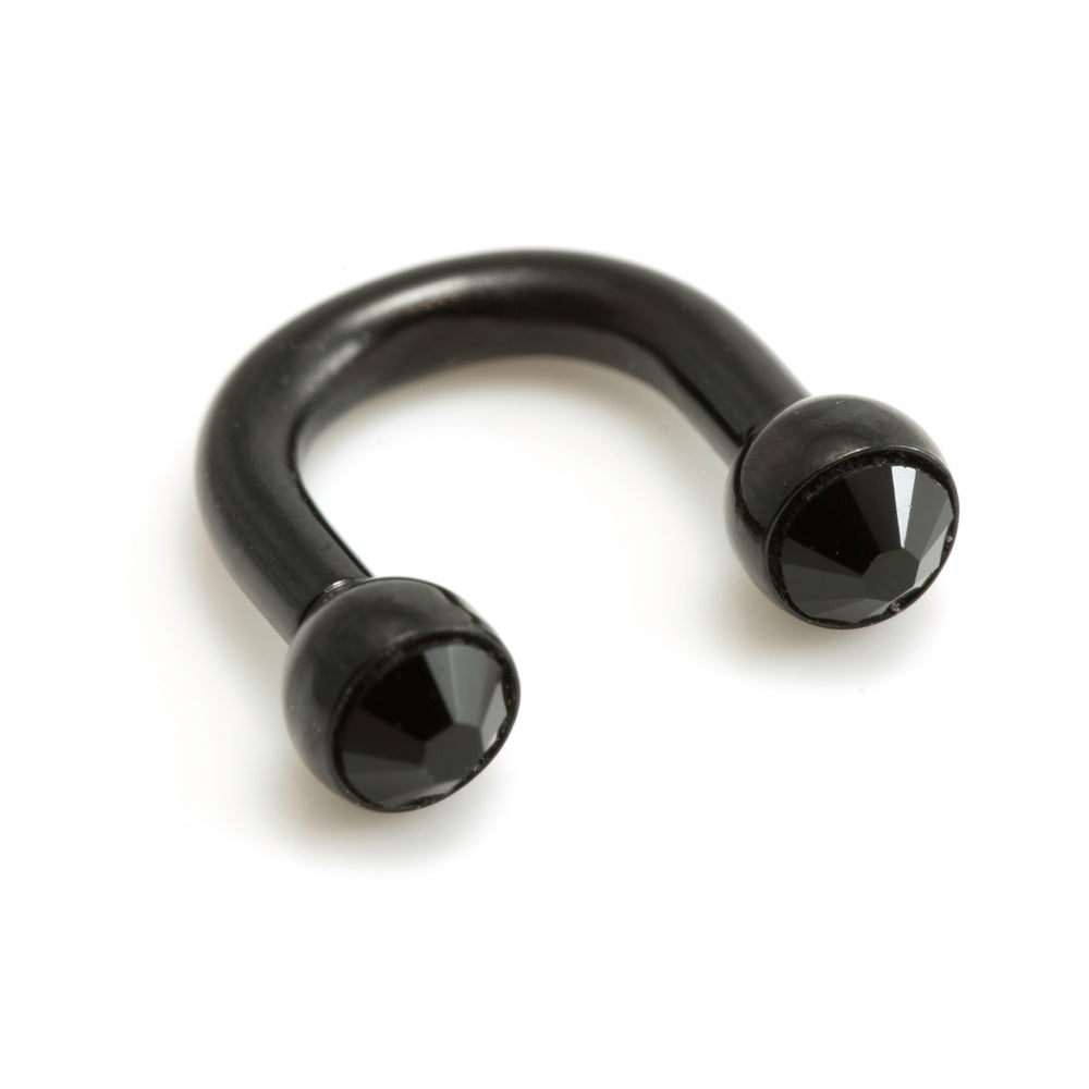 Black Steel U Shape Gem Ear Barbell