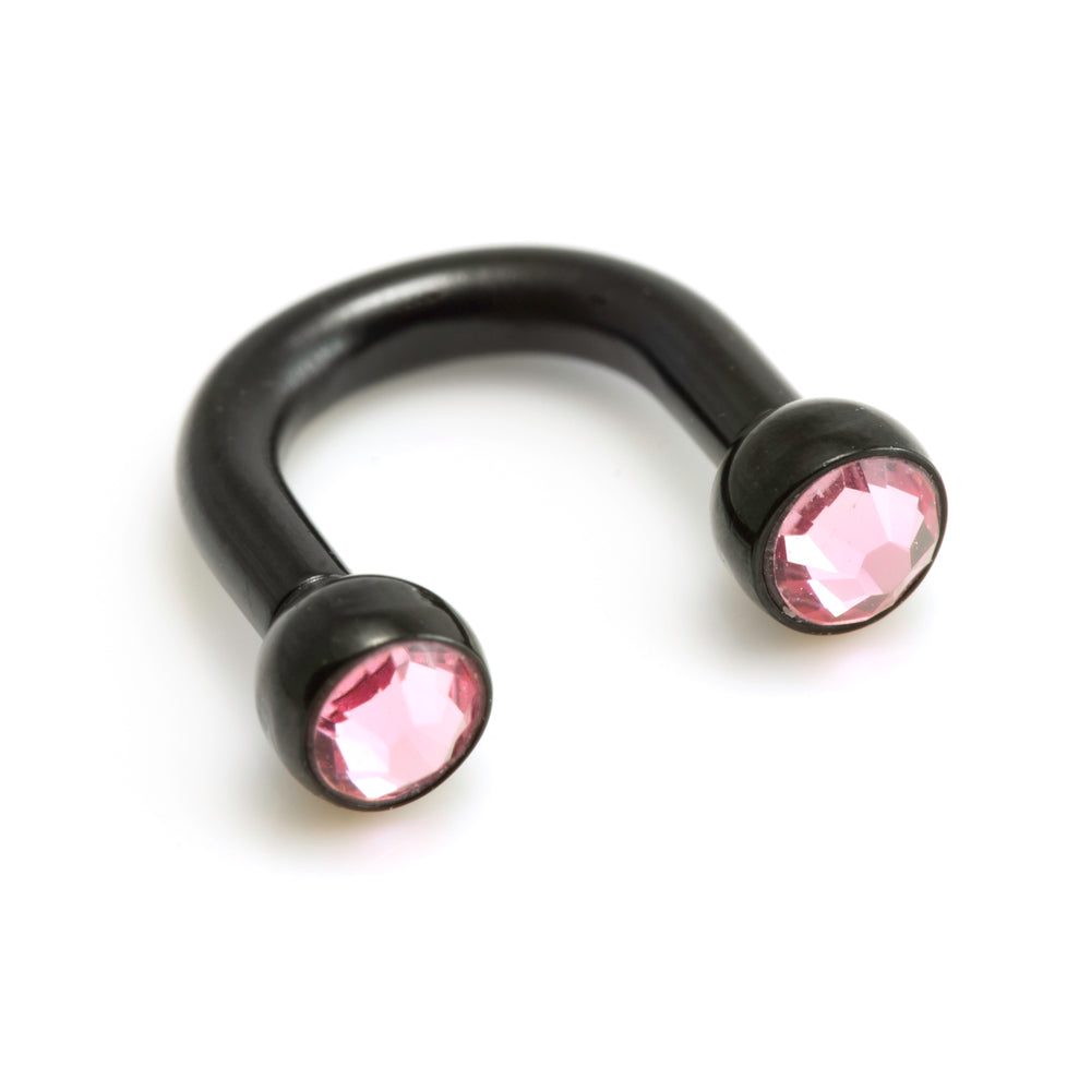 Black Steel U Shape Gem Ear Barbell