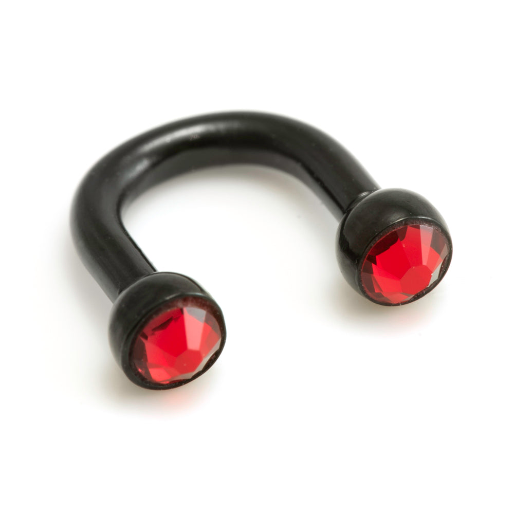Black Steel U Shape Gem Ear Barbell
