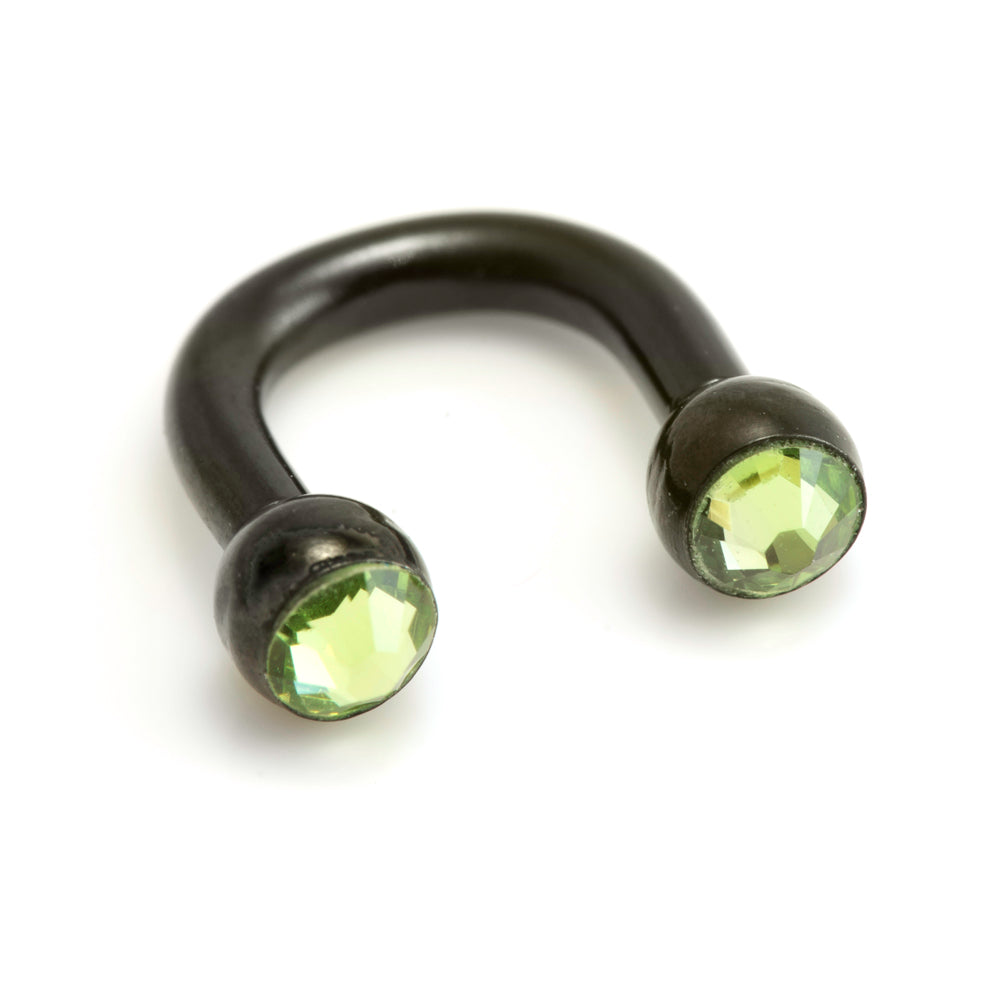 Black Steel U Shape Gem Ear Barbell