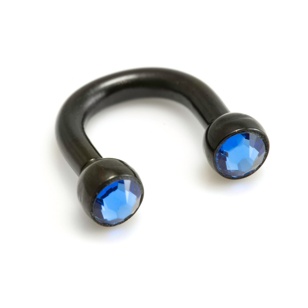Black Steel U Shape Gem Ear Barbell