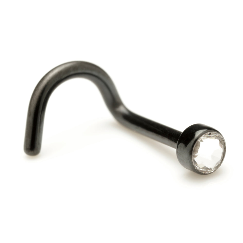 Evil Black Titanium Gem Disk Nose Stud
