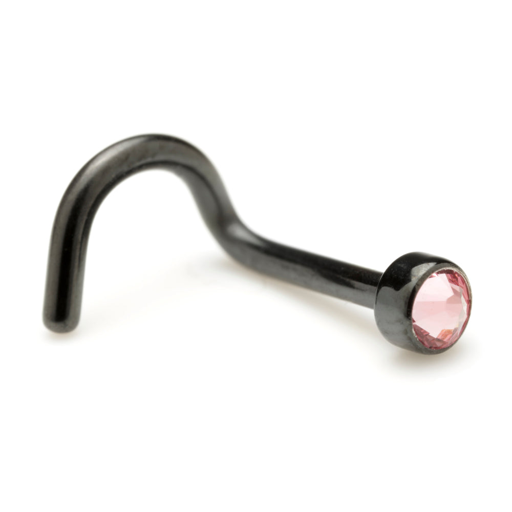 Evil Black Titanium Gem Disk Nose Stud