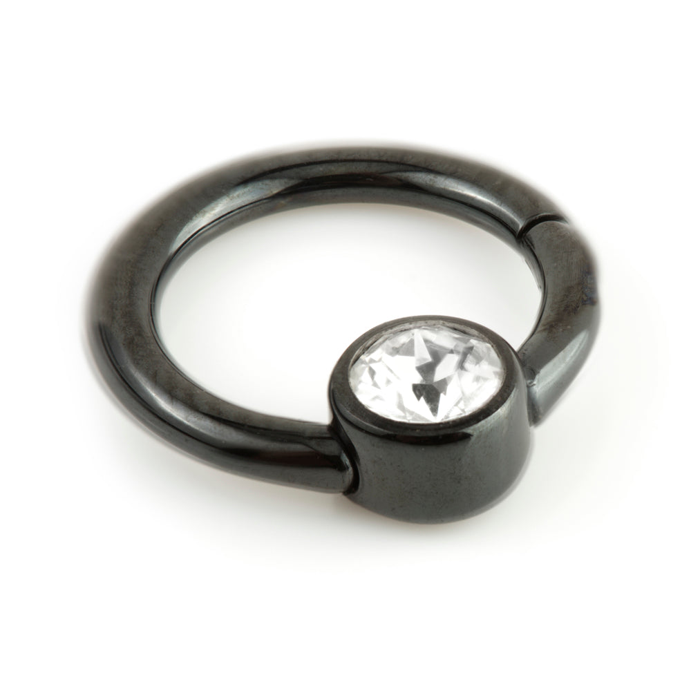 Evil Black Titanium Gem Hinge Segment Ring