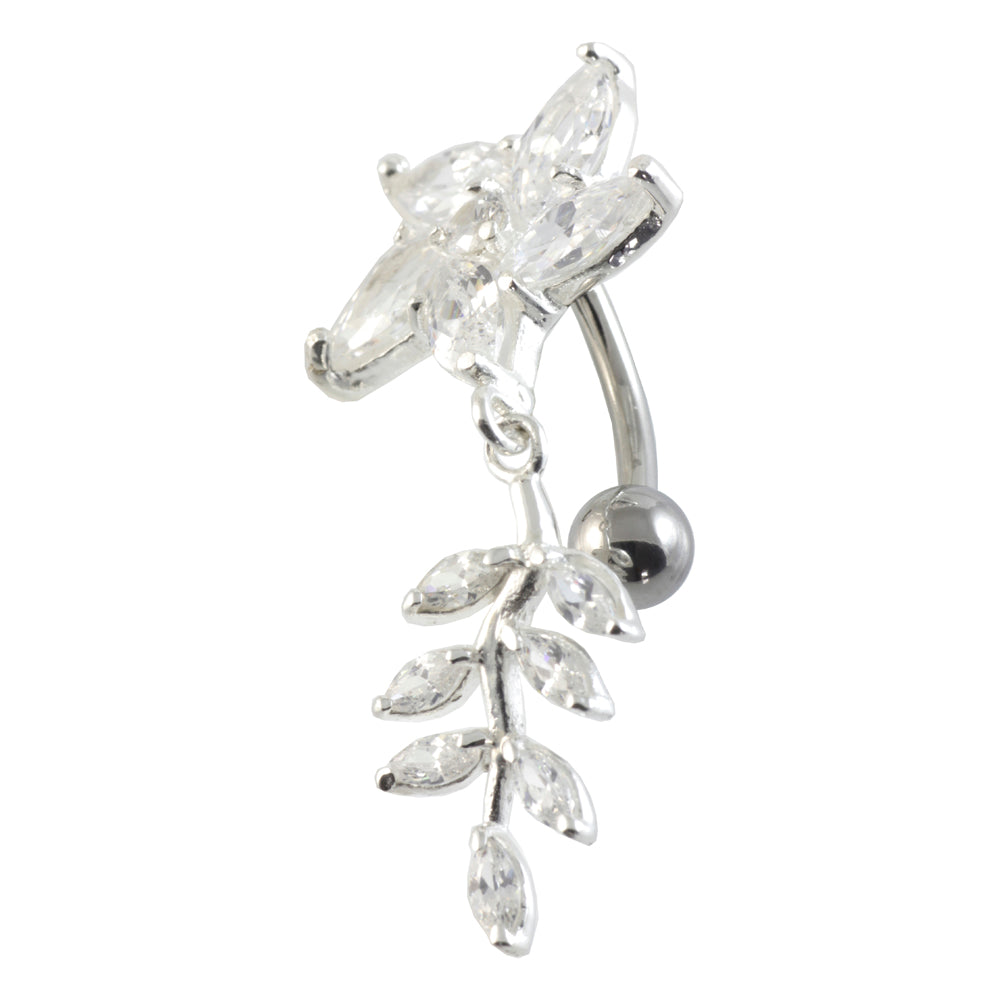Flower Leaf Silver & Steel Navel