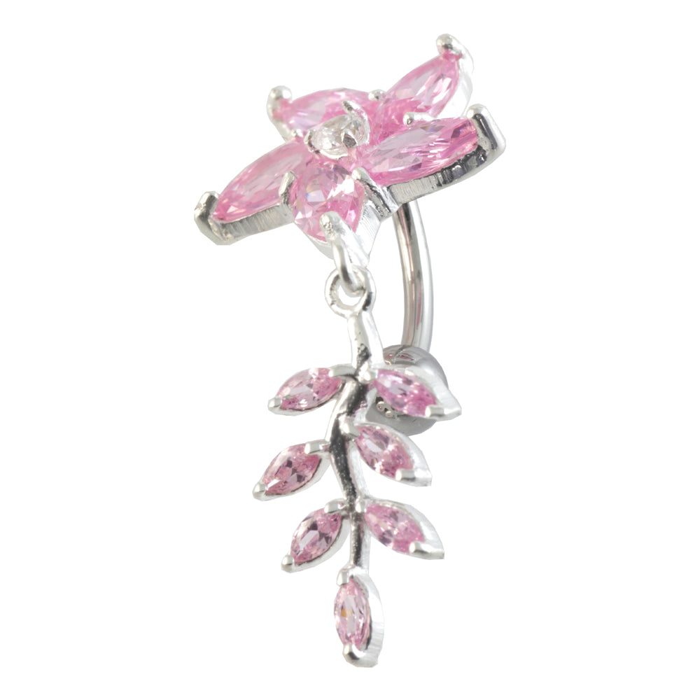 Flower Leaf Silver & Steel Navel