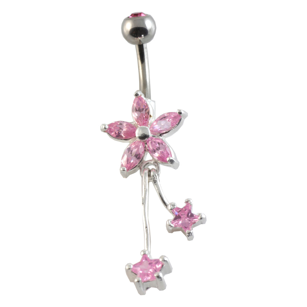 Flower Stars Silver & Steel Navel