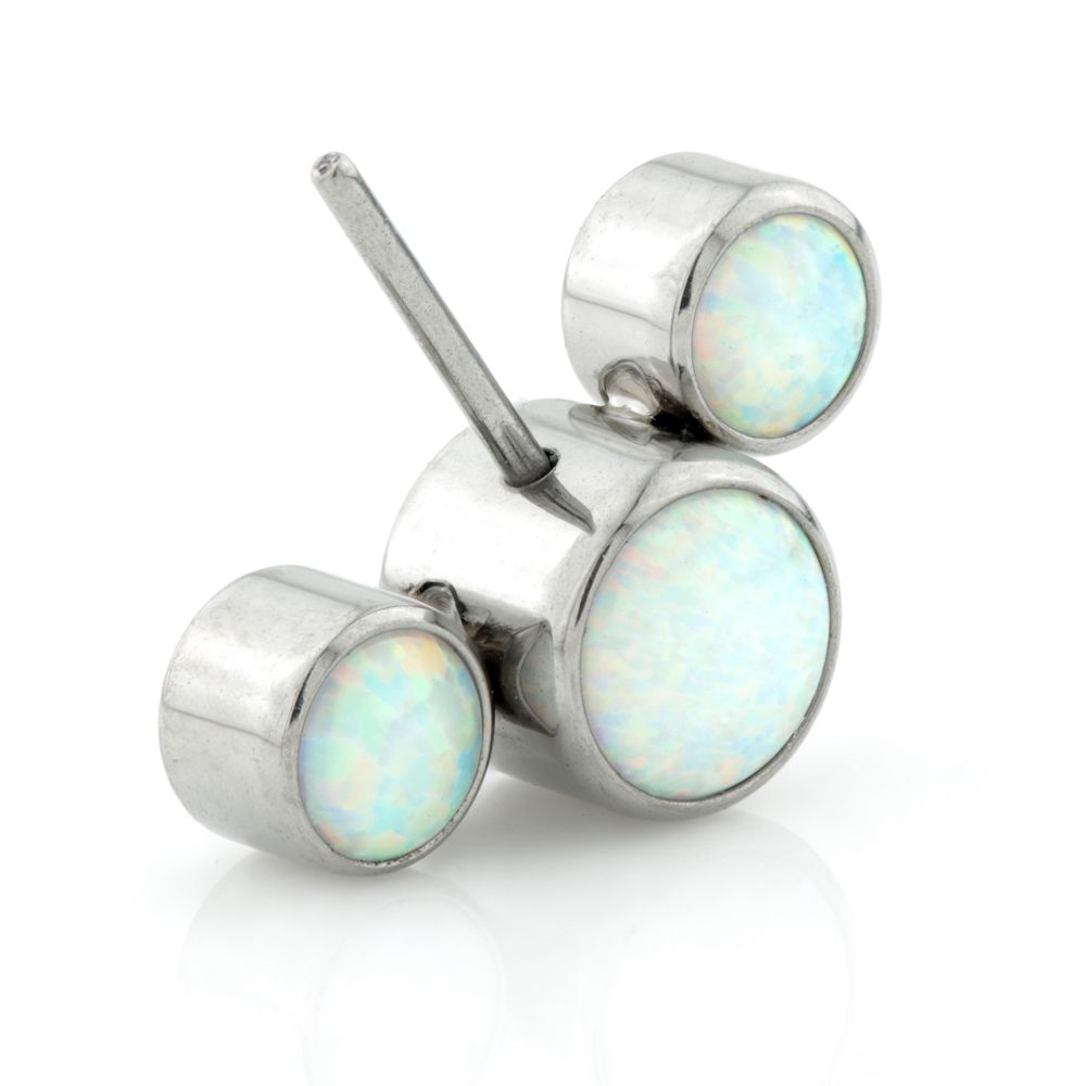 Forward Facing Titanium Threadless Triple Opal Gem Attachment