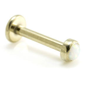 Internal Thread Zircon Gold Ti Micro Opal Disk Labret