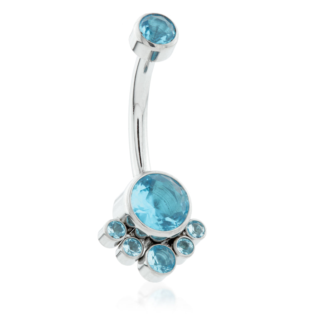 Internal Ti Double Jewelled Navel with 6 Gem Cluster