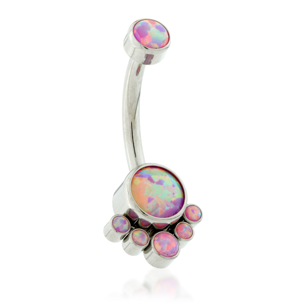 Internal Ti Double Opal Navel with 6 Opal Cluster