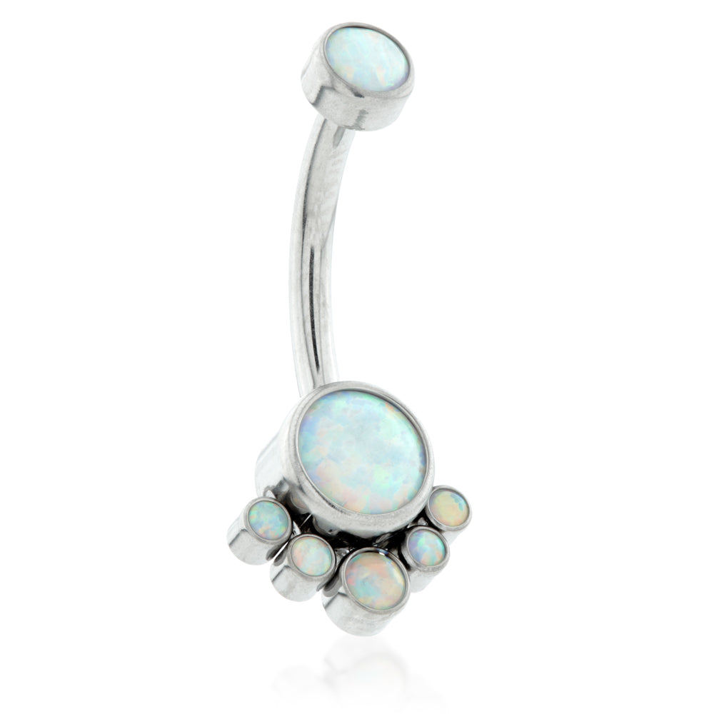 Internal Ti Double Opal Navel with 6 Opal Cluster